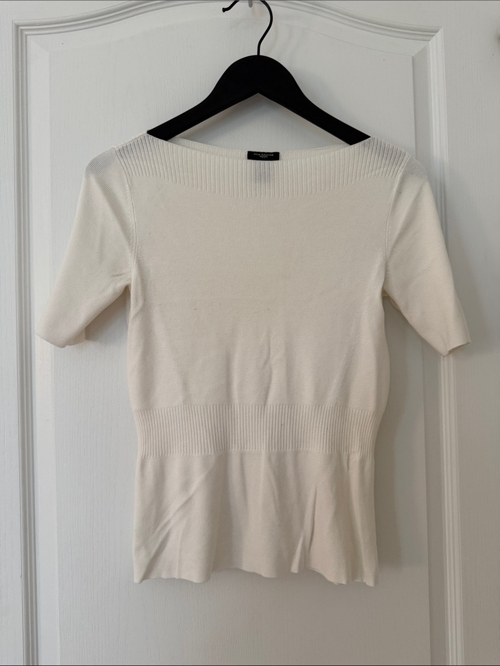 Ann Taylor Cream Short-Sleeve Knit Top